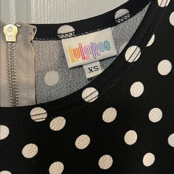 LuLaRoe Black and White Polka Dot Midi Dress with pockets - Picture 2 of 7